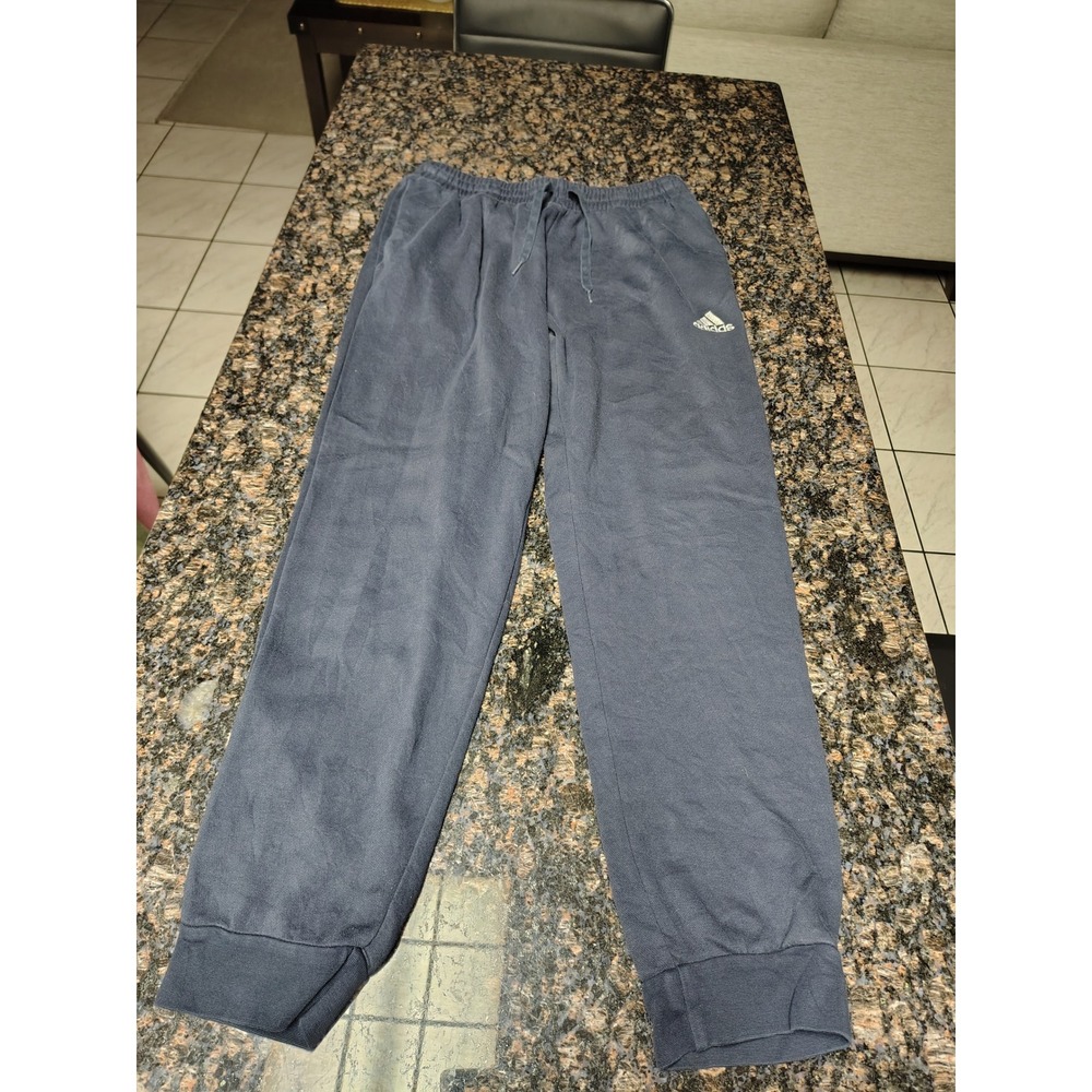 Adidas Mens Fleece Jogger Sweatpants Navy‎ Blue Embroidered Logo Size Medium